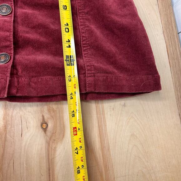 Forever 21 Women's Burgundy Corduroy Button Front Mini Skirt Med. Twee Indie - Picture 6 of 6